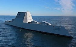 Comtran reports that new US Navy warships, like the USS Zumwalt stealth missile destroyer pictured here, are driving demand for the company&apos;s NAVSEA-qualified Defense-Link telecom cables. Image credit: United States Navy