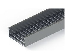 Prefab metal cable tray features ventilated or solid bottoms