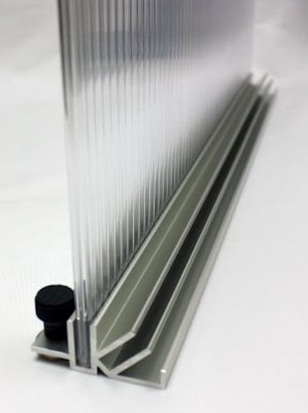 Polargy&apos;s PolarPlex Rack Top Baffle is suited for data center aisle containment situations in which open-top containment is used because of tall ceilings or constraints from fire-suppression systems. The system comprises an anodized aluminum base, a set of securing magnets, and a vertical or angled panel insert.
