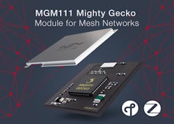 Wireless mesh networking module simplifies ZigBee, Thread connectivity for home/building automation, connected lighting, smart metering, security systems, other IoT platforms