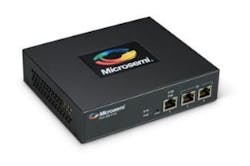 The PDS-EM-8100 Power over Ethernet 2.5 Gbps Multiplexer from Microsemi turns two 1000 Base-T switch ports into a single PoE 2.5GBase-T port.