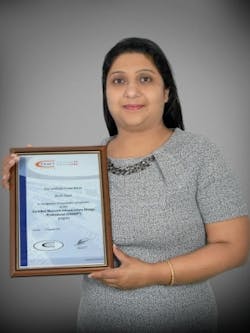 Shuchi Goyal, an ELV design engineer with Salt TS, is the first woman to obtain CNet Training's Certified Network Infrastructure Design Professional designation. Shuchi Goyal, an ELV design engineer with Salt TS, is the first woman to obtain CNet Training's Certified Network Infrastructure Design Professional designation.
