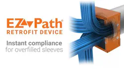 STI launches EZ-Path retrofit device at BICSI; fire-rated pathway attachment restores compliance to overfilled cable sleeves