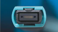 An unpinned 24-fiber MPO connector is pictured here. MPO testing can be challenging, and different test-device manufacturers take different approaches to the task.