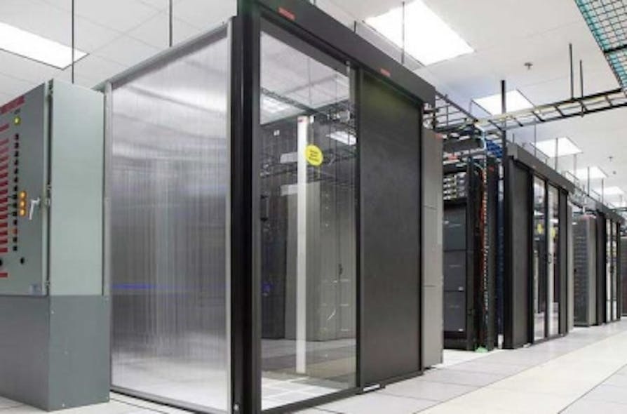 Data center containment systems like this one, offered by AFCO Systems, are now part of Legrand&apos;s new cabinet and containment solutions business.