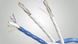 Belden's 10GXS products, shown here, and other cables from the manufacturer have received the LP certification from Underwriters Laboratories. LP-certified cable 'simplifies cable selection and use when power delivery is higher than 60W or PoE Type 4 is being used, and when cable bundle sizes exceed the 2017 NEC limits,' Belden explained. Belden's 10GXS products, shown here, and other cables from the manufacturer have received the LP certification from Underwriters Laboratories. LP-certified cable 'simplifies cable selection and use when power delivery is higher than 60W or PoE Type 4 is being used, and when cable bundle sizes exceed the 2017 NEC limits,' Belden explained.