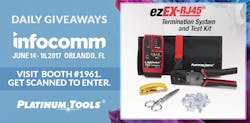Platinum Tools to give away 3 EXO ezEX-RJ45 termination and test kits during 2017 InfoComm show