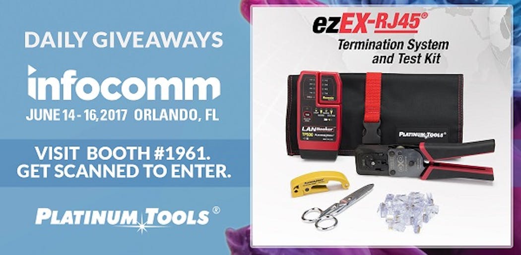 Platinum Tools to give away 3 EXO ezEX-RJ45 termination and test kits during 2017 InfoComm show