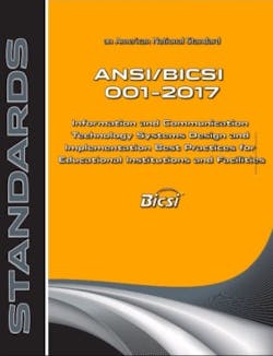 ANSI/BICSI 001-2017, Information and Communication Technology Systems Design and Implementation Best Practices for Educational Institutions and Facilities ANSI/BICSI 001-2017, Information and Communication Technology Systems Design and Implementation Best Practices for Educational Institutions and Facilities