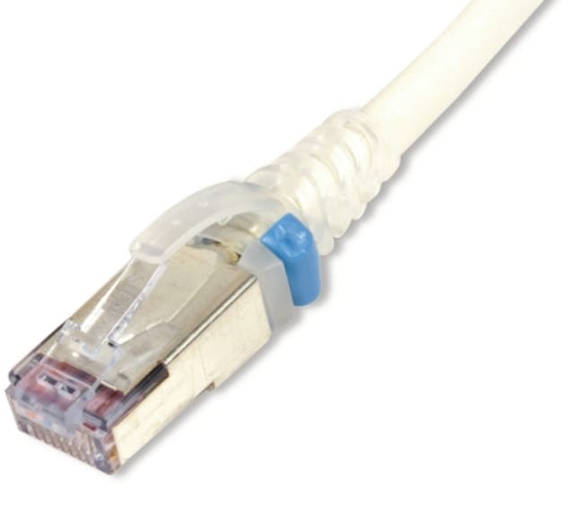 SkinnyPatch 6A S/FTP Modular Patch Cords from Siemon feature 28-AWG conductors. They are 0.22 inches (5.5 mm) in diameter.