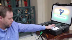 Platformatics CEO Matt Laherty works with the PoE lighting system installed at the West Baden Springs Hotel in French Lick, Indiana.