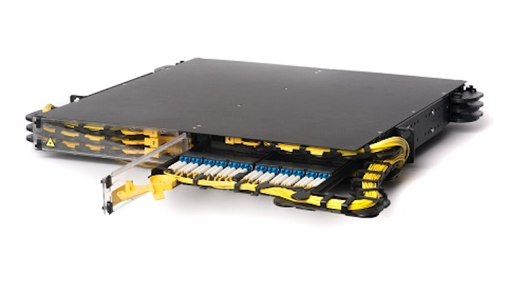 Amphenol Telect's high-density fiber panel features advanced cable management