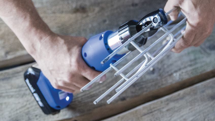 The second-generation Cablocut from Cablofil runs on a standard Makita lithium-ion battery system. The tool from Legrand can slice steel and stainless steel cable tray up to 6 mm in diameter.