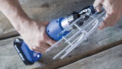 The second-generation Cablocut from Cablofil runs on a standard Makita lithium-ion battery system. The tool from Legrand can slice steel and stainless steel cable tray up to 6 mm in diameter. The second-generation Cablocut from Cablofil runs on a standard Makita lithium-ion battery system. The tool from Legrand can slice steel and stainless steel cable tray up to 6 mm in diameter.