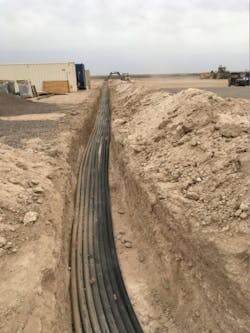 More than 8700 feet of cable in conduit from Southwire was installed to support housing units for oilfield workers in Mentone, TX. The installation won Project of the Year from the Plastics Pipe Institute. More than 8700 feet of cable in conduit from Southwire was installed to support housing units for oilfield workers in Mentone, TX. The installation won Project of the Year from the Plastics Pipe Institute.