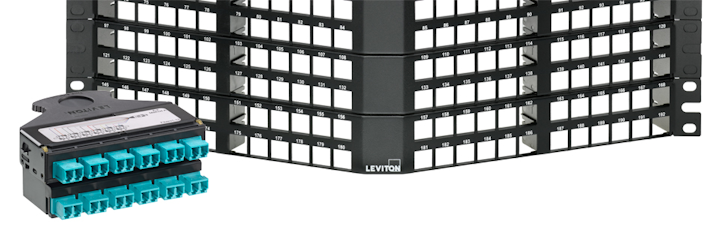 Leviton's flat and angled 1RU fiber, UTP panels now support shielded Cat 8 connectivity