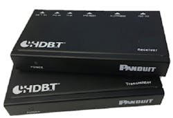 Panduit's HDBase-T extender boxes can mount under tables and behind monitors. Panduit's HDBase-T extender boxes can mount under tables and behind monitors.