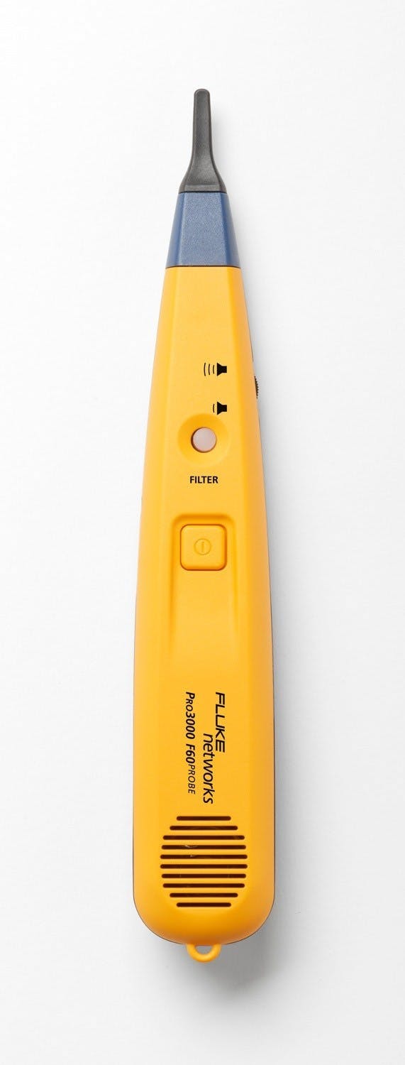 Fluke Networks&apos; Pro3000F Filtered Probe removes 50/60 Hz signal interference for clearer tracing of communications cabling amid power, lighting infrastrucure