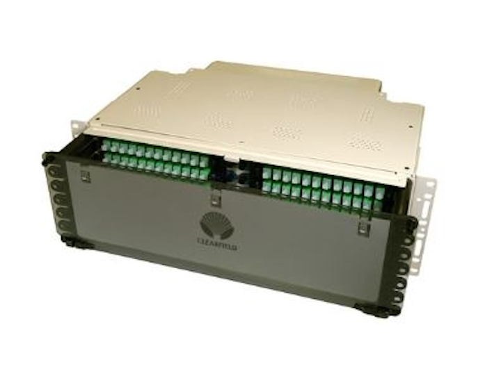 Clearfield's FieldSmart FxMP patch panel is a high-density, low-maintenance fiber distribution panel.