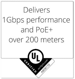 Underwriters Laboratories verified Paige DataCom Solutions' claim that the GameChanger cable delivers 1-Gbit/sec performance and Power over Ethernet Plus to 200 meters. Underwriters Laboratories verified Paige DataCom Solutions' claim that the GameChanger cable delivers 1-Gbit/sec performance and Power over Ethernet Plus to 200 meters.
