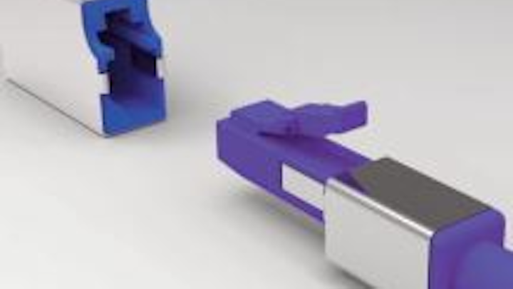 Shown here is a rendering of the single-pair connector form factor specified in IEC 63171-1. It is based on the LC form factor, and is one of many technical points covered in the paper 'The Emerging Role of Single-Pair Cabling in Enterprise Networks.'