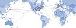 Hurricane Electric has five redundant 100G paths across North America, five separate 100G paths between the U.S. and Europe, and 100G rings in Europe and Asia. Hurricane Electric recently announced it connected to a milestone 200th unique Internet exchange. Hurricane Electric has five redundant 100G paths across North America, five separate 100G paths between the U.S. and Europe, and 100G rings in Europe and Asia. Hurricane Electric recently announced it connected to a milestone 200th unique Internet exchange.