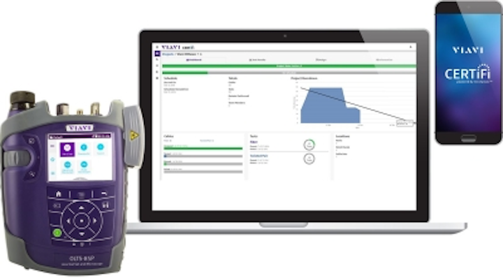 CERTiFi is Viavi Solution's cloud-based system that enables cabling contractors to manage test and certification projects using the web, a mobile app, or an on-instrument user interface.