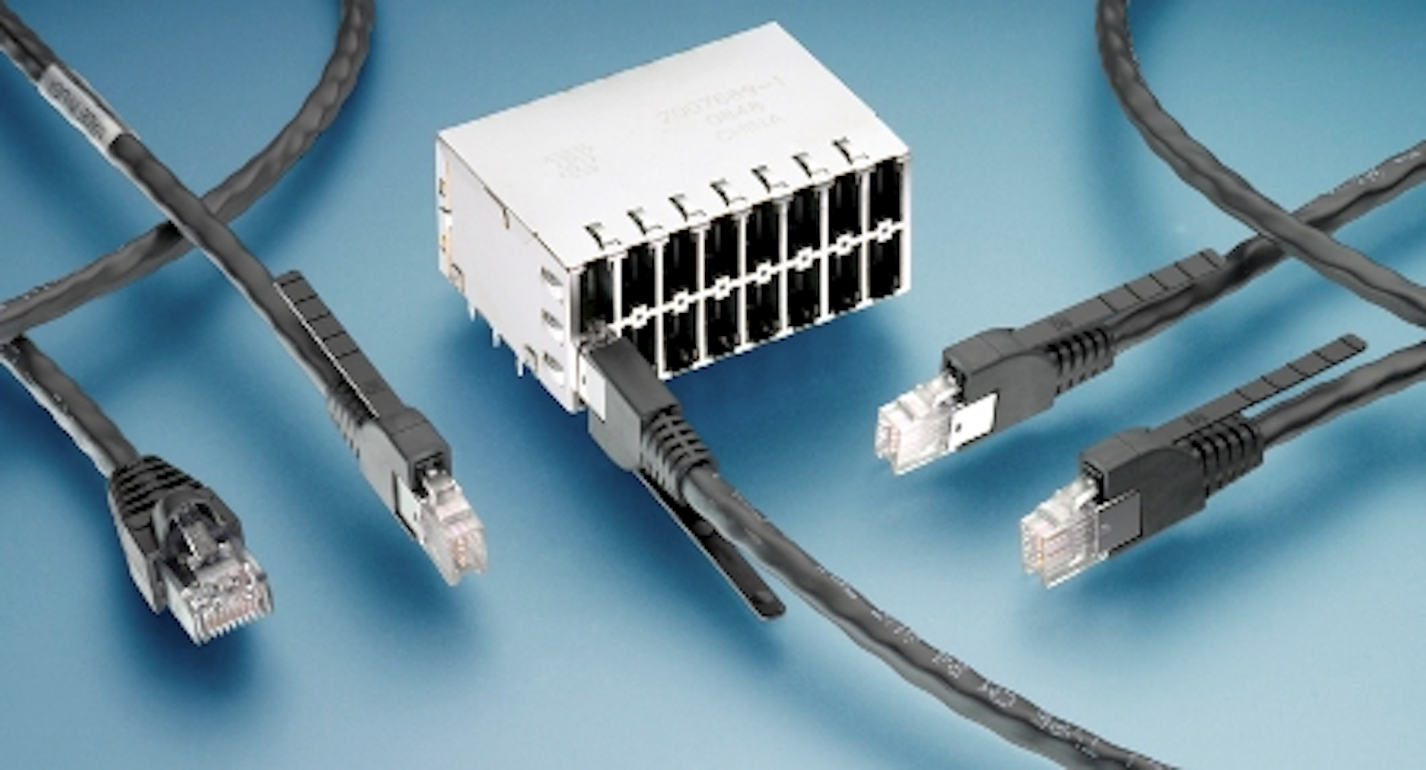 Tyco Electronics receptacle doubles standard RJ-45 Ethernet port .