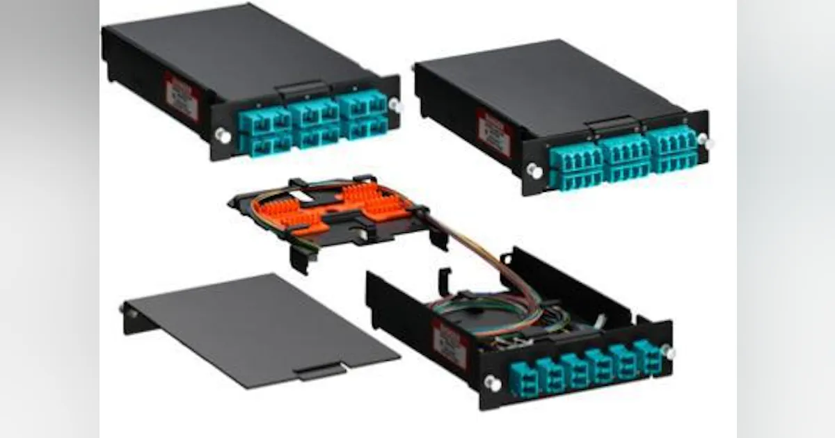 Fiber splice modules integrate adapter bulkhead, splice holders ...