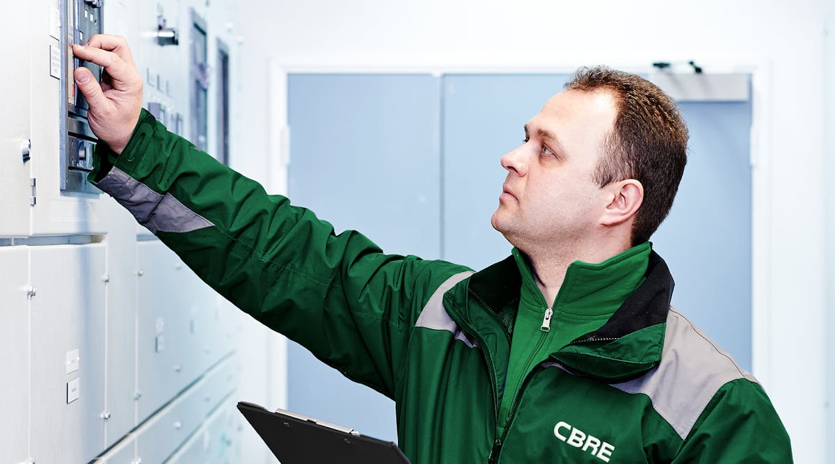 A technician works in a CBRE data center. CBRE recently announced all its data center technicians will earn the Certified Data Centre Technician Professional (CDCTP) certification from CNet Training.