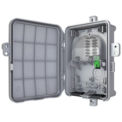 The OptiNID Duo enclosure is available with two different base cable entry options -- either a pair of U-shaped “drop-in” style grommets, or two half-inch ports allowing for a variety of different entry accessories.