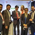 The Siemon team at BICSI MEA, including Prem Rodrigues, Sales and Marketing Director for Middle East, India and SAARC (second from left); and Valerie Maguire, Director of Standards and Technology.