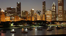 Chicago skyline at night.