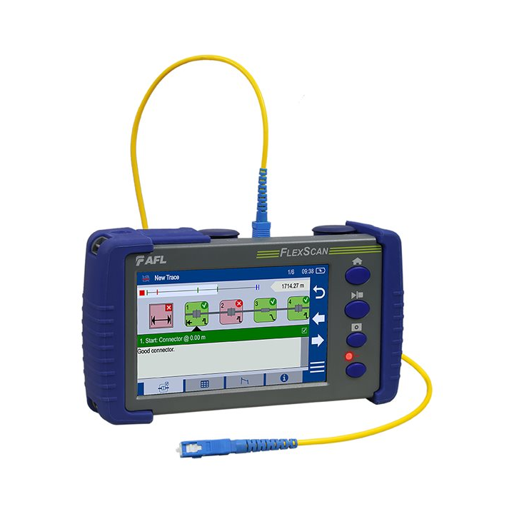 In addition to new multimode test capability, AFL says the FS300-325 OTDR enhances the FlexScan line's ease-of-use with a larger, higher-resolution (800x480) gesture-recognition touchscreen display.