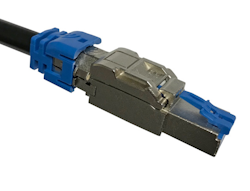 Compatible with a wide assortment of large cables with large conductors, the field plug's cast-metal shell provides end-to-end shielding from extraneous noise interference in high bandwidth applications.