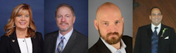 Candidates for BICSI's President-Elect position are, left to right, Carol Everett Oliver, Chris Scharrer, Gautier Humbert, and Larry Gillen.