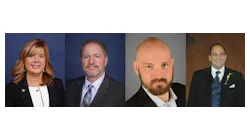 Candidates for BICSI's President-Elect position are, left to right, Carol Everett Oliver, Chris Scharrer, Gautier Humbert, and Larry Gillen.