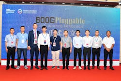 Company representatives line up at the 800G Pluggable MSA Launch Event at CIOE. Company representatives line up at the 800G Pluggable MSA Launch Event at CIOE.
