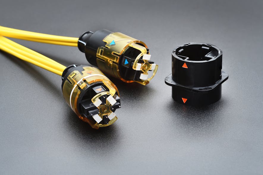 Swick Designs&apos; SWK Connector includes a self-cleaning, self-protecting Shield Shroud. The SWK L Connector, shown here, can support up to 192 fibers.