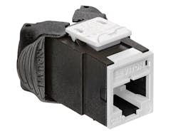 Leviton&apos;s Atlas-X1 jacks, one of which is pictured here, along with the company&apos;s eXtreme jacks and some patch panels, have been third-party verified to IEC 60512-99-002 for support of IEEE 802.3bt Type 4 Power over Ethernet.