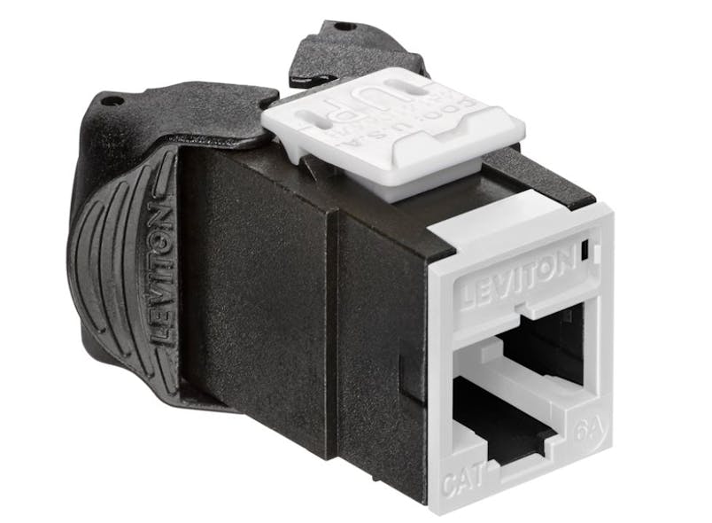 Leviton&apos;s Atlas-X1 jacks, one of which is pictured here, along with the company&apos;s eXtreme jacks and some patch panels, have been third-party verified to IEC 60512-99-002 for support of IEEE 802.3bt Type 4 Power over Ethernet.