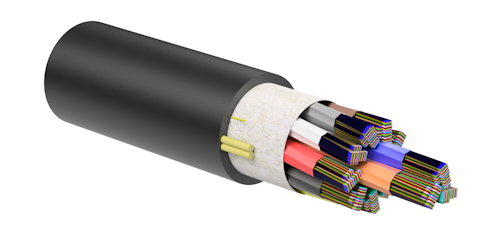 This 3456-fiber cable contains routable subunits to eliminate the furcation process during termination.