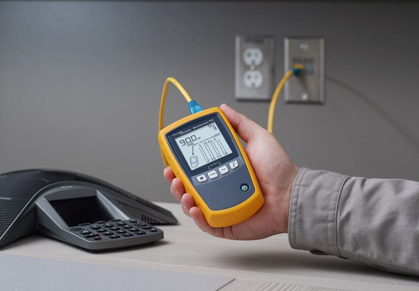 MicroScanner PoE from Fluke Networks verifies and troubleshoots Ethernet cabling, and displays a simple indication of the class of power available, including the classes defined in the IEEE 802.3bt standard.