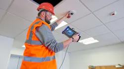 Shown here is an installer using Ideal Networks' SecuriTest IP testing system, which allows assurance that the camera is providing the video quality required and that the camera does not adversely affect bandwidth consumption.