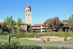 Stanford University&apos;s Hoover Tower. Completed in 1941 to celebrate the university&apos;s 50th anniversary, the 285-foot tower is a landmark for students, alumni and the local community. (Caption: https://visit.stanford.edu/plan/guides/hoover.html)