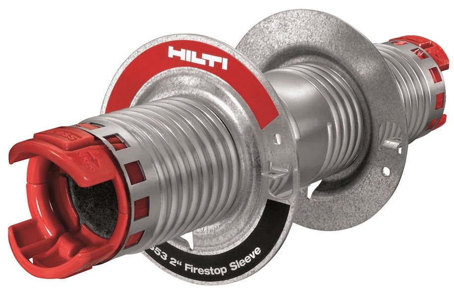 The Hilti CP 653 Firestop Speed Sleeve is designed to be integrated into a firestopping system to address the specific needs of specialized cabling environments. Its simple twist mechanism results in superior airflow control.