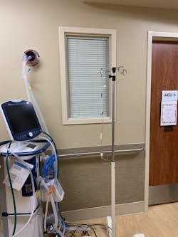 The Hilti Speed Sleeve installation allowed hospital engineers to position ventilators and IV pumps outside patient rooms, reducing the potential exposure of COVID-19 to its healthcare workers. The Hilti Speed Sleeve installation allowed hospital engineers to position ventilators and IV pumps outside patient rooms, reducing the potential exposure of COVID-19 to its healthcare workers.