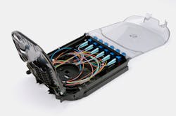 Shown here is a CCH pigtailed splice cassette, which enables fast field splicing and easy modular management of connectorization within the housing. Shown here is a CCH pigtailed splice cassette, which enables fast field splicing and easy modular management of connectorization within the housing.