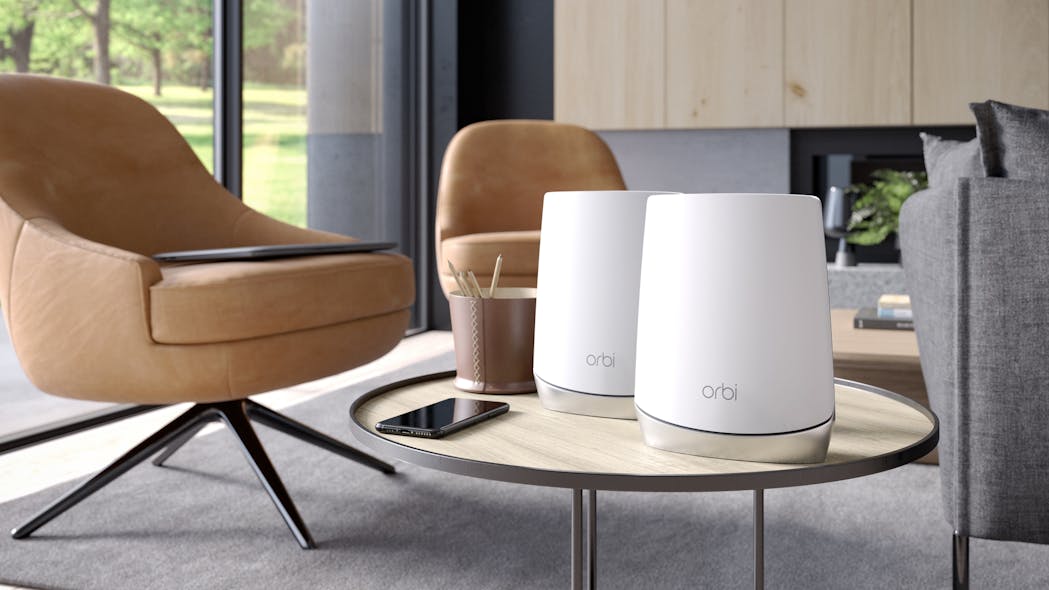 Netgear&apos;s Orbi Tri-band Mesh WiFi provides a network of wireless router and satellites with a dedicated data connection from router to satellite ensuring the best performance and reach throughout an entire home.