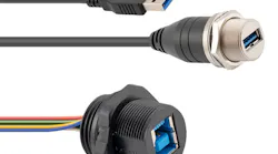 L-com's new waterproof USB cable assemblies are USB 3.0 compliant and feature a waterproof, panel/enclosure mount connector on one end of the assembly.